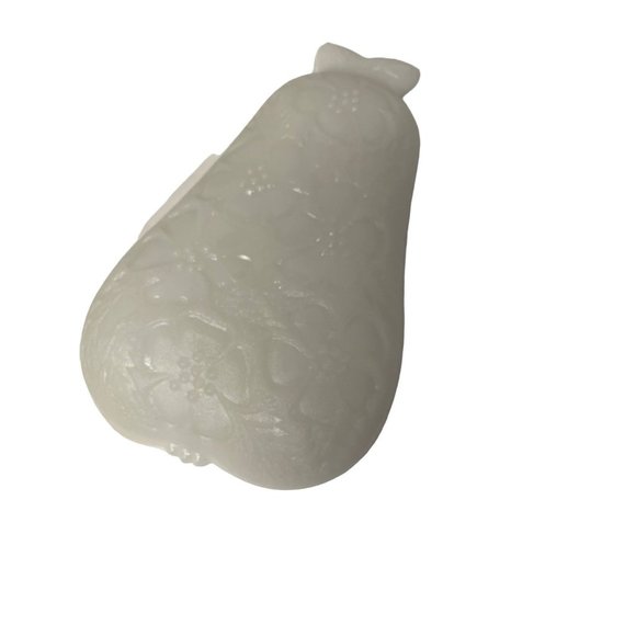 Vintage HAZEL ATLAS White Milk Glass Blossom Pattern Relish Tray Pear Shaped 8"H - Picture 2 of 4